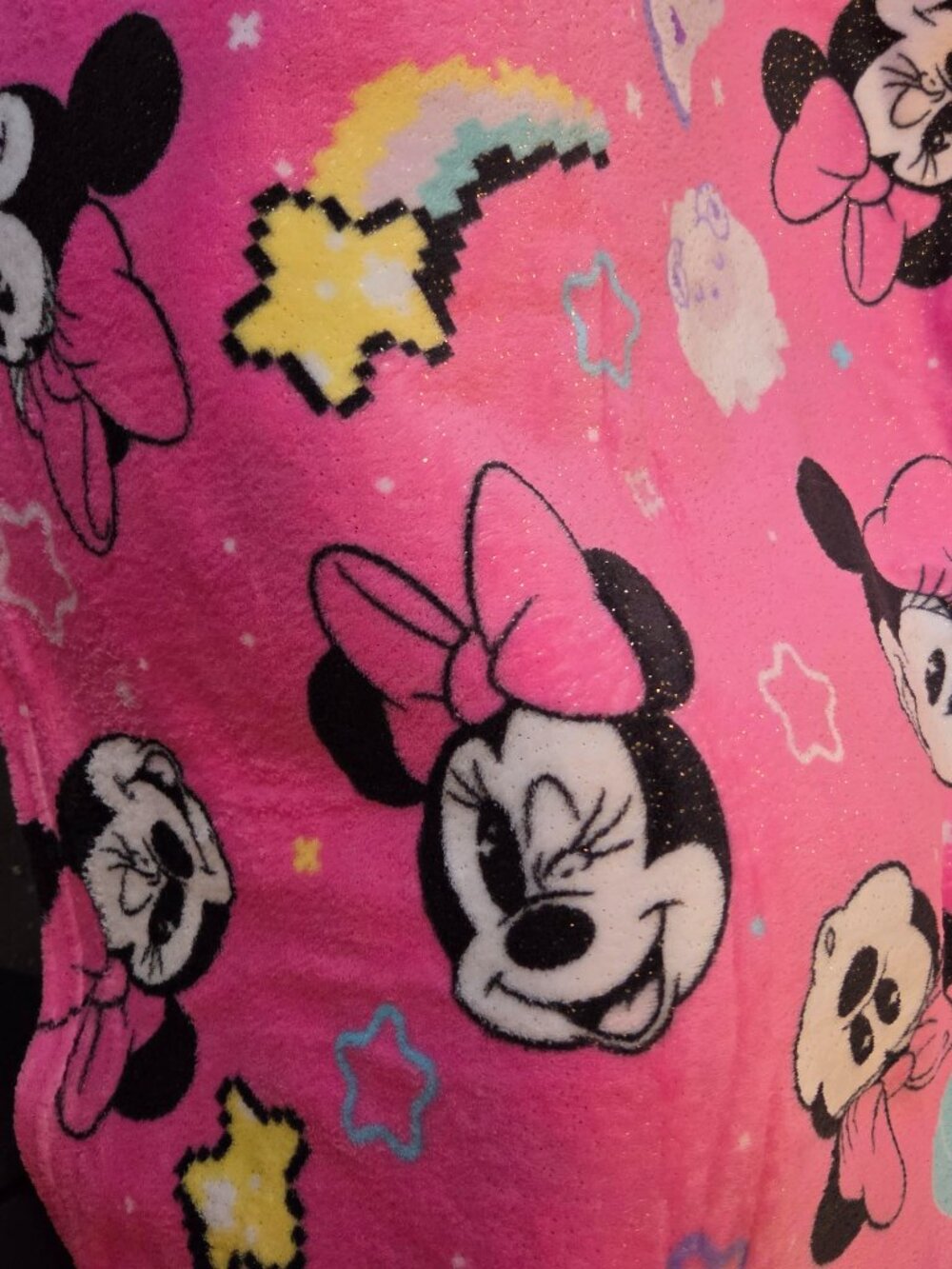 Disney Minnie Mouse Pink Plush Sparkly Soft Blanket ADORABLE! ***READ***